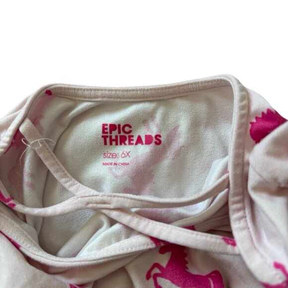 Epic Threads Girls Unicorn Print Skater Dress White Pink Size 6X - Picture 3 of 3